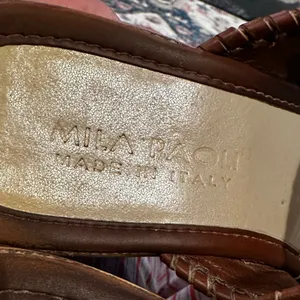 Mila Paoli Leather Wedge Platform Whipstitch Navajo Tan Sandal Shoes 7.5 thumbnail 8