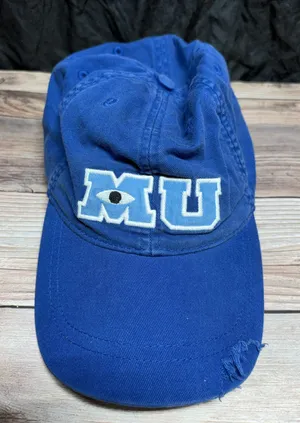 Disney Parks MU Adult Blue Baseball Cap Distressed Bill Adjustable Hat Cotton thumbnail 1
