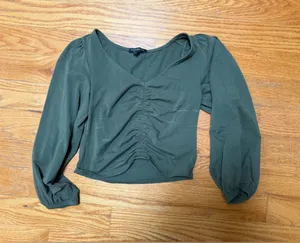 ☀️Banana Republic Olive Green Ruched Crop Top thumbnail 1