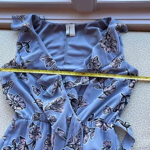 Japna Blue Pink Floral Maxi Faux Wrap Dress Lined to above the knee size M thumbnail 14