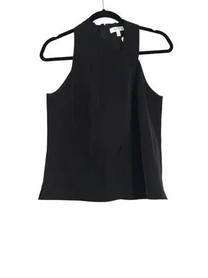 Milly Preston Cady Halter Top Black Asymmetrical Neck Sleeveless Top SMALL thumbnail 4