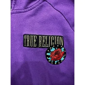 True‎ Religion Women’s Hoodie Pullover Sweatshirt Size Large Purple Rose thumbnail 3