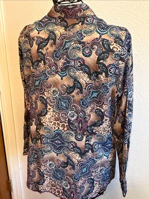 🐂🐂🐂BOGOHO🐂🐂🐂Ariat Tan Paisley Print Pearl Snap LS Shirt-Large thumbnail 11