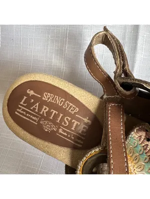 L'Artiste Spring Step Millie Leather Slingback Sandals EU 37 US 6.5 7 Brown Tan thumbnail 5