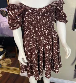 Plum Floral Dress Brown Size M thumbnail 1