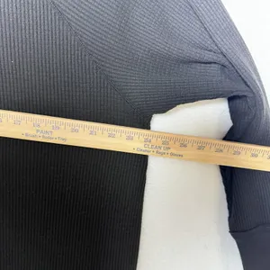 Free People Black Thermal Long Sleeve Slit Back Shirt Women's size M thumbnail 8