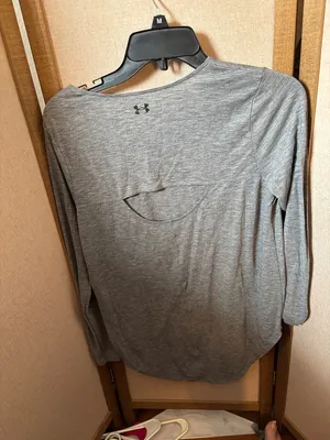 FINAL MARKDOWN Under Armour Gray Scoop Neck Long Sleeve Oversized Top Small thumbnail 3