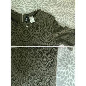 H&M Green Lace Mini Dress Womens‎ Small 4 Olive Bodycon Short Sleeve Boho Chic thumbnail 5