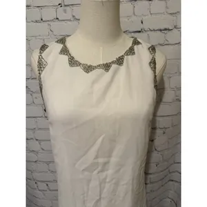 Moon sleeveless white shift dress With Silver Beading Size Small thumbnail 2
