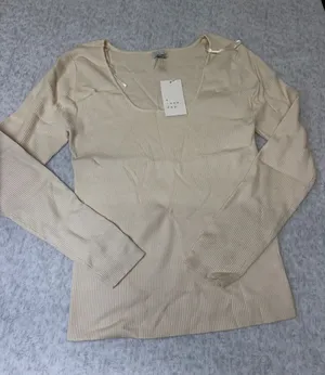 A New Day Womens XXL Cream Ribbed Scoop Neck Long Sleeve Sweater Top BLML7WL thumbnail 1