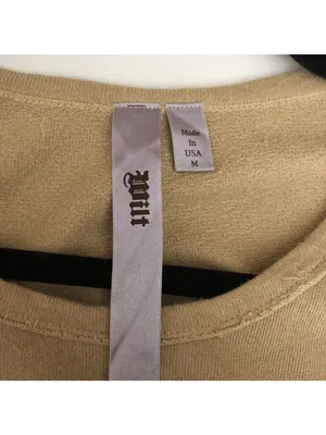 Wilt Womens Long Sleeve Beige Distressed Cotton Top Size M High-Low Made In USA thumbnail 3