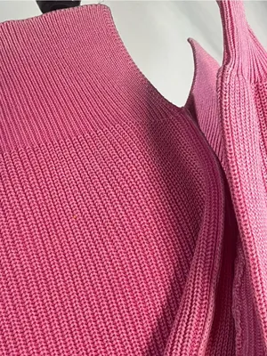 Aerie Love This Moment Pink Ribbed Sweater Shaker Stitch Side Slit Small thumbnail 6