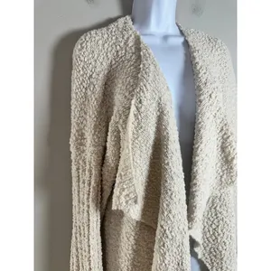 POL Women Cream Popcorn Knit Open Front Draped Cardigan‎ Sweater BST573 Large thumbnail 3