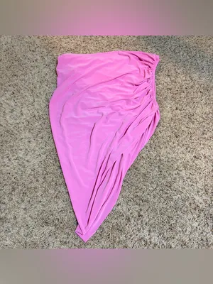 Norma Kamali Diana One Shoulder Draped Ruched Tank Crop Top Pink Size Large thumbnail 9