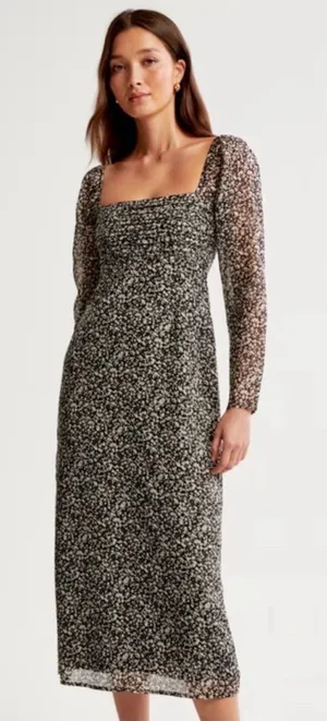 Abercrombie & Fitch Emerson Floral Chiffon Midi Dress Large thumbnail 1