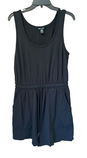 Athleta Balance Sleeveless Romper‎ S Small Black Nirvana Knit Drawstring Pockets thumbnail 1