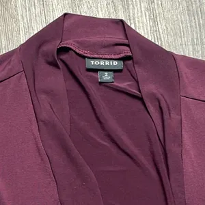 Torrid Burgundy Open Front Silky Cardigan Size 2 (2X) thumbnail 5