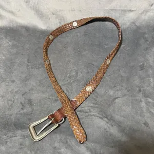 Vintage Fossil Brown Braided Leather Concho Western Belt Womens Small 90s thumbnail 10