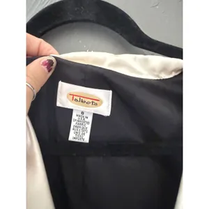 Talbots Vintage Tuxedo Wrap Dress Black Cream Silk Trim Shawl Collar Size 8 thumbnail 6