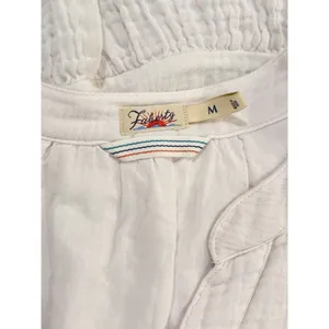 Faherty Dress White Mini Gauze Kasey V Neck Tiered Flared Coastal Cowgirl Medium thumbnail 4