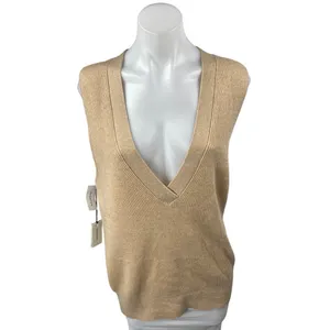 NEW Aritzia Babaton Sidney Tan Wool Cashmere Deep V Sweater Vest Top Size XXS thumbnail 2