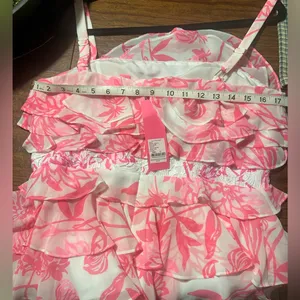 Lilly Pulitzer Olive Top - Pink & white- Resort White Caliente Print, Size 10 thumbnail 4