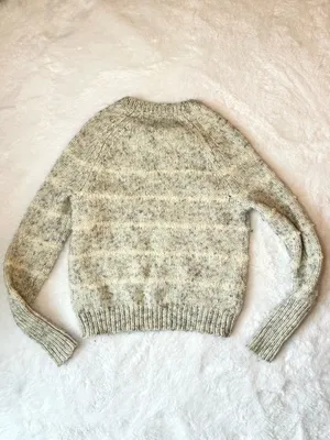 J CREW Merino Wool Blend Striped Crewneck Mohair Gray & White Long Sleeve XS thumbnail 2