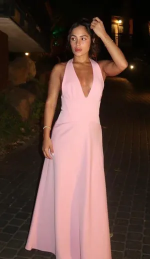 Zara Pink Backless Halter Dress wedding maxi long evening party coctail thumbnail 4