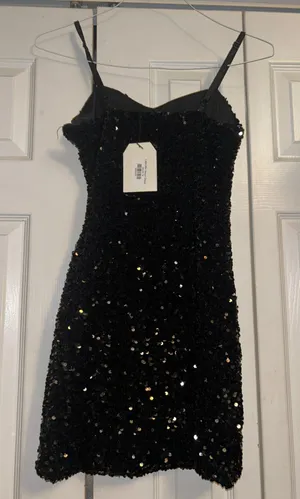 Black Sequin Mini Dress Size M thumbnail 2