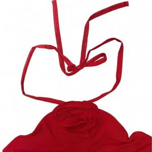 Almost Famous Red Rosette Halter Dress M‎ Ruched Y2K 2000s Bodycon thumbnail 2