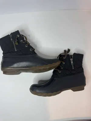 Saltwater Black Quilted Lace Up Boots Size 7.5 thumbnail 5