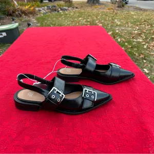 Size 6 Peyton Double Buckle black‎ Slingback Flats by wild fable thumbnail 2