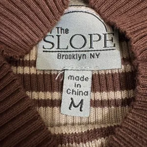 The Slope Brown Striped‎ Ribbed Mock Neck Long Sleeve Top Womens Size Medium Y2K thumbnail 3