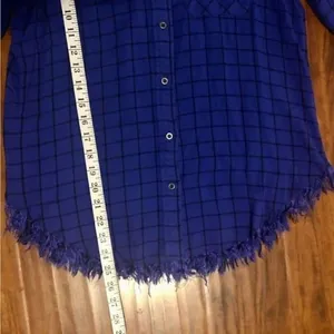Westbound Blue and Black Plaid Long-sleeved Button-up Size PM thumbnail 6