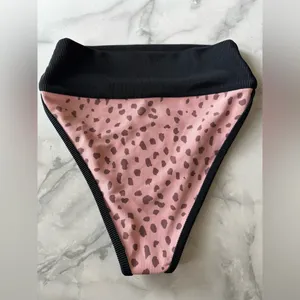 Beach Riot Leopard High-Waisted Bikini‎ Bottoms Size S Ribbed thumbnail 4