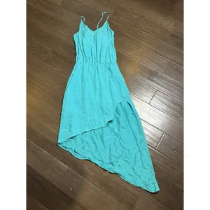 Michelle Mason Teal Midi Asymmetrical hem Silk Dress Size‎ 6 Sundress Wedding thumbnail 2