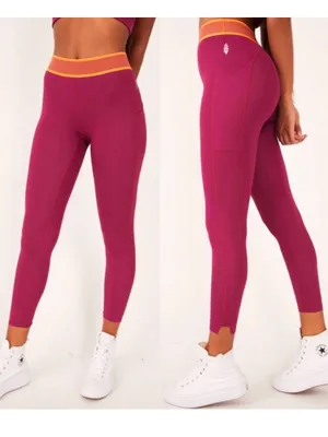 Free People Movement Purple and Orange High Waisted Workout Leggings thumbnail 2