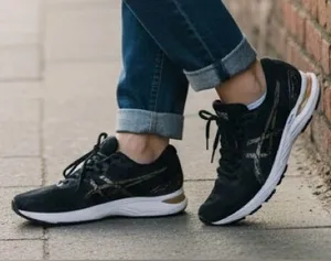 Oasis Women's Black Athletic Sneakers with Gold Accents thumbnail 1