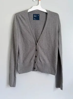 Vintage 2009 American Eagle Gray Rabbit Hair Cardigan Sweater Women’s M Y2K thumbnail 1