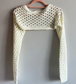 princess polly white knit crochet bolero cardigan top thumbnail 2