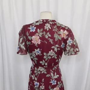 TOMMY BAHAMA Painted Petal Midi Floral Dress Metallic Embellished Beads X-Small thumbnail 9