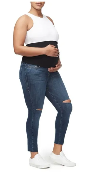 Good American the home stretch crop maternity jeans in blue306 - 6/28 thumbnail 1