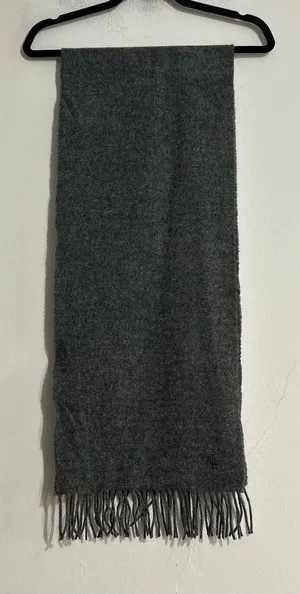 Lauren Ralph Lauren 100% Lambswool Monogram Scarf Quiet Luxury Preppy Classic thumbnail 1