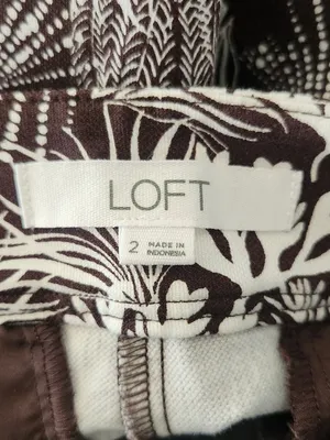 LOFT Brown and White Coral Print Cropped Bootcut Pants Size 2 thumbnail 10