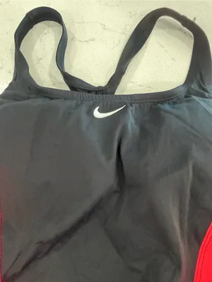 Nike Black One-Piece Swimsuit with Red Side Panels and Scoop Neck thumbnail 4