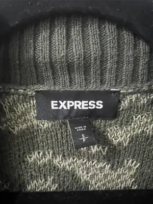 Express Camouflage Open-Front Cardigan - Olive & Gray thumbnail 4