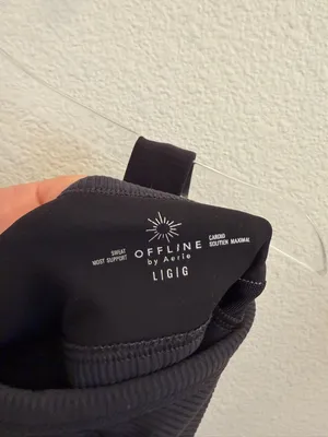 Offline By aerie Black Ribbed Sports Bra Large thumbnail 6