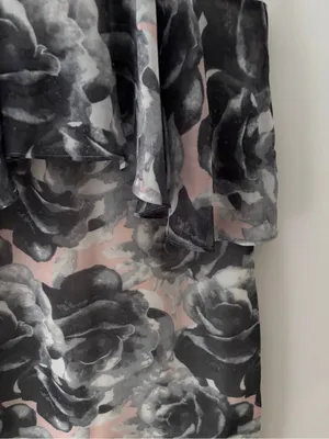 Ali & Jay Floral Print Tiered Bodice Halter Dress S Chiffon Layered Gray Pink thumbnail 8