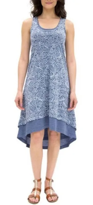 Mod-o-doc Blue Keyhole Back Lightweight High Low Hem Pullover Tank Dress Size L‎ thumbnail 1