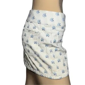 Alice + Olivia Vintage Size 6 Ivory Embroidered Blue Bows Y2K Ultra Mini Skirt thumbnail 3